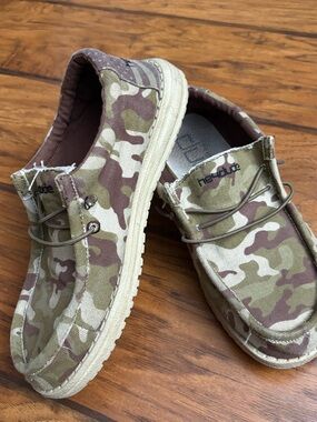 Hey Dude Slip-On Shoes in Green, Gray and Brown Camo